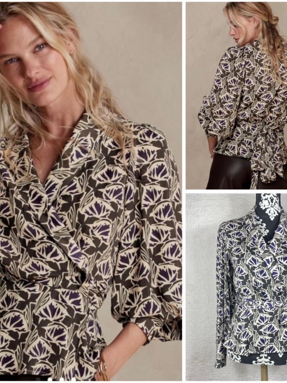 Banana Republic Women's Multi Colored Wrap Top Blouse Size Extra Small XS
